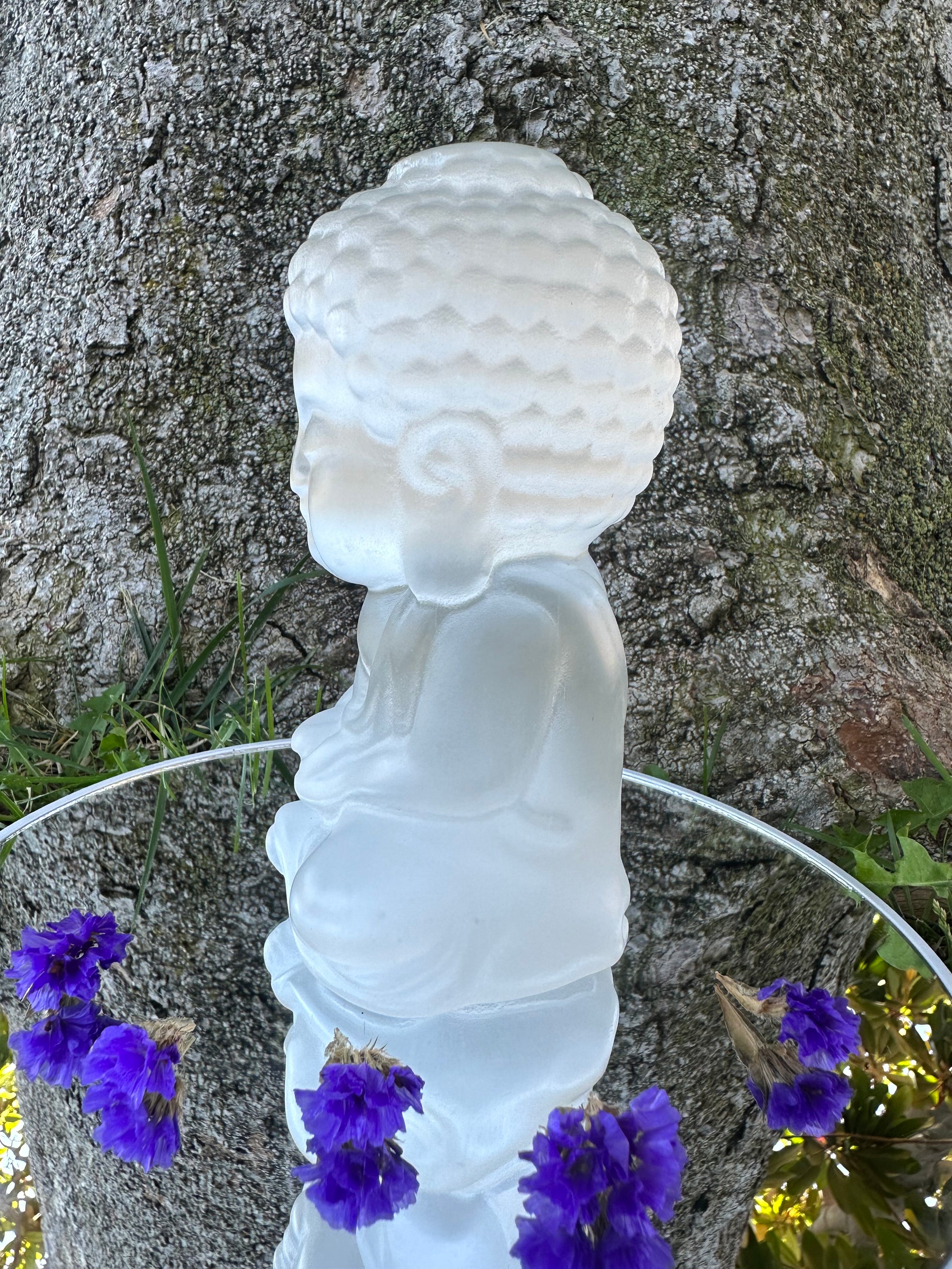 5.6" High-Quality Selenite Buddha Carved| Peace | Crystal Buddha | Reiki | Crystal Gifts |Home Decor