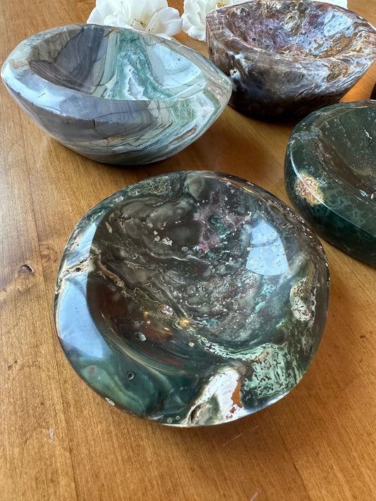 Beautiful Ocean Jasper Carved Bowl |Carved Natural Crystal Bowl  Home Decor