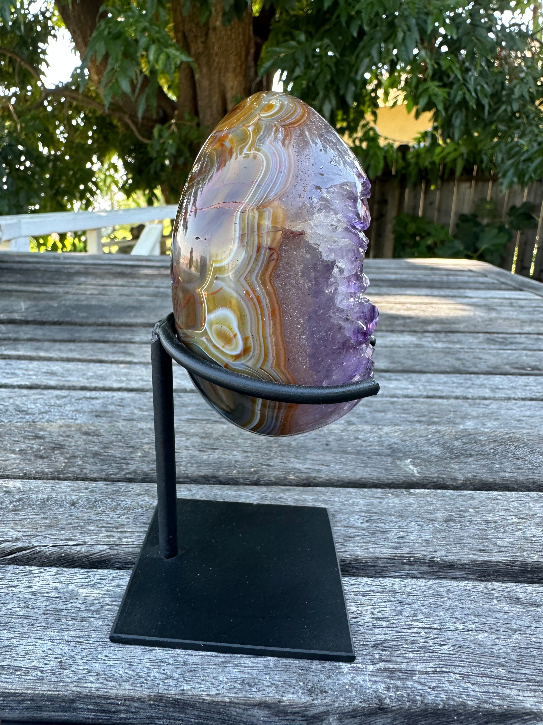 Beautiful Amethyst Agate Egg | Dragon Egg | Crystal Quartz On Stand  | Energy Healing Stone