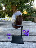 Load image into Gallery viewer, Chocolate Brown Agate Druzy  Egg-Shaped/Oval-Shaped Dragon Egg  Crystal Quartz On Stand  Energy Healing Stone

