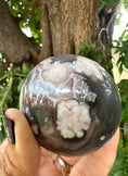 Load image into Gallery viewer, Beautiful Flower Agate Sphere with Druzy Pocket
