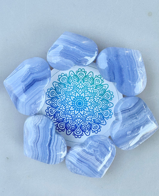 High-Quality Thick & Plump Blue Lace Agate Puffy Hearts