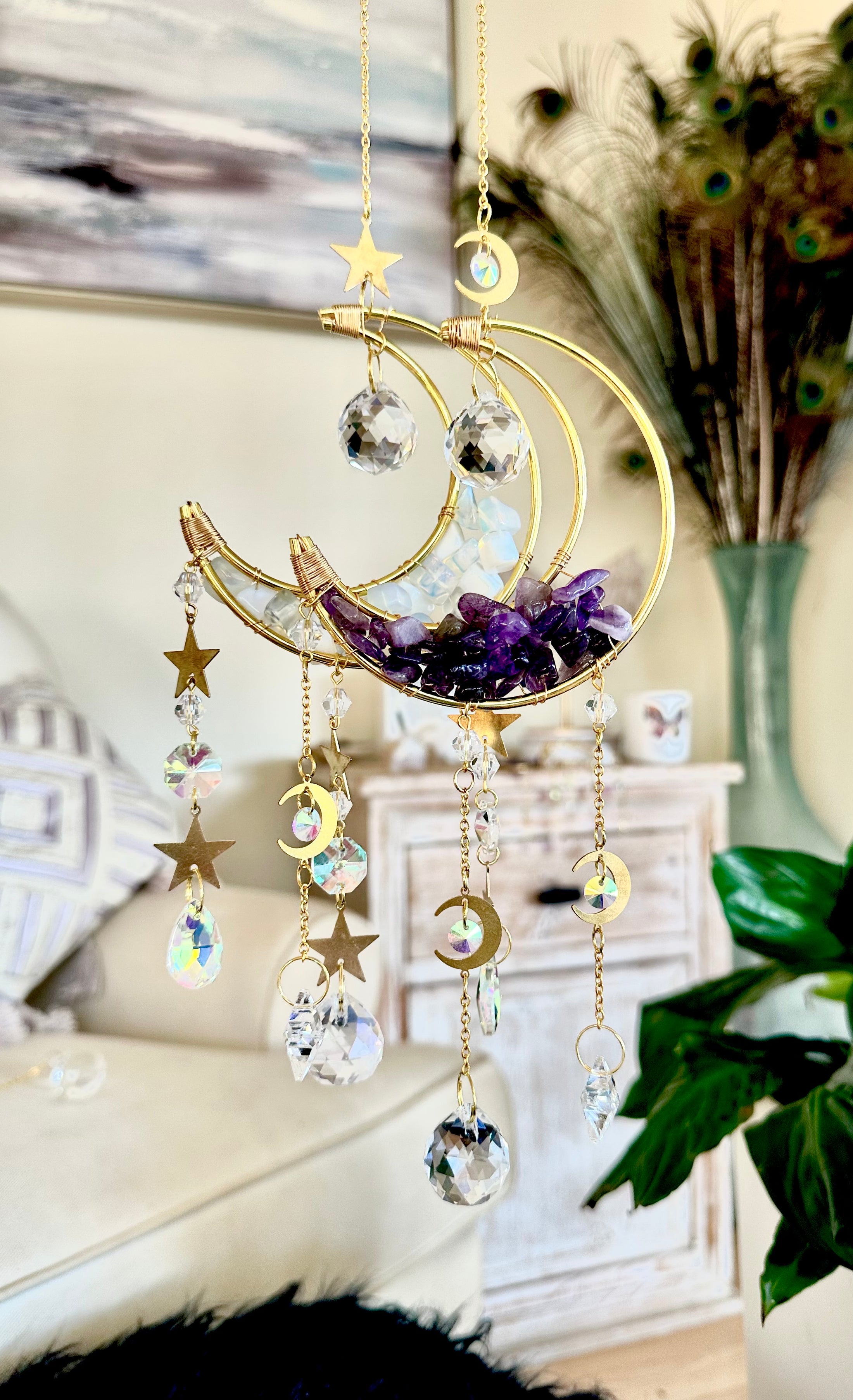 Crystal Crescent Moon Phase Sun Catchers