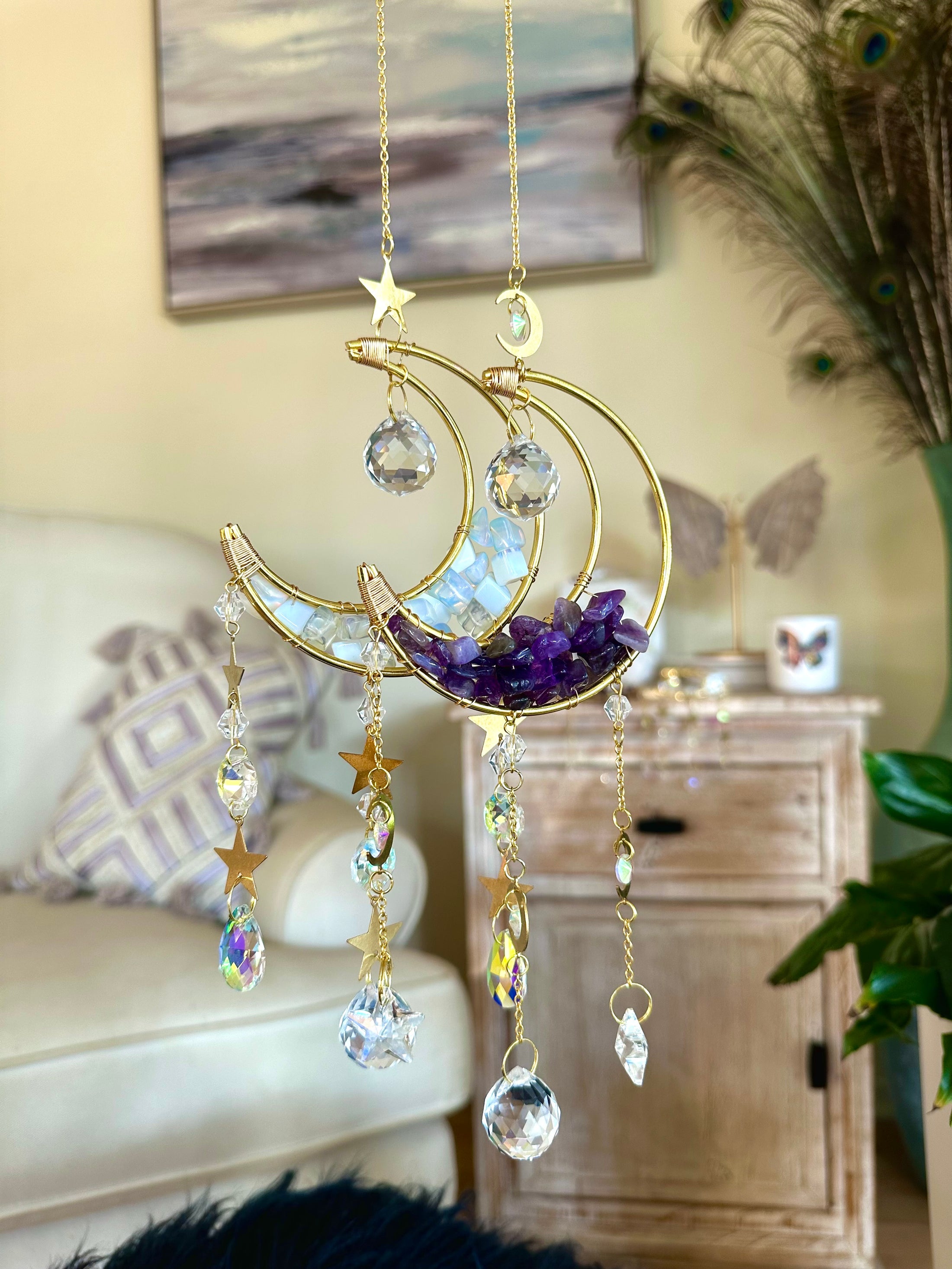 Crystal Crescent Moon Phase Sun Catchers