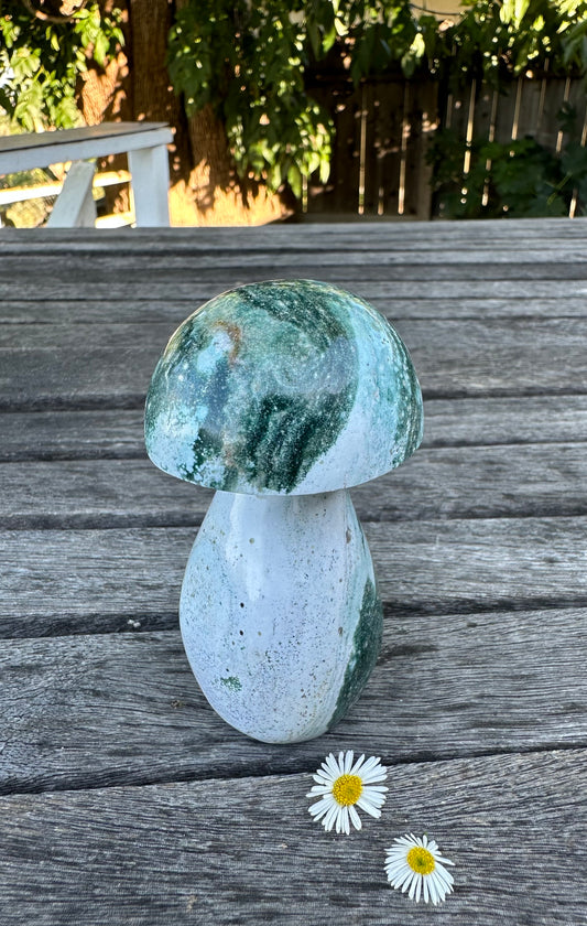 BIG Blue Green Ocean Jasper Mushroom