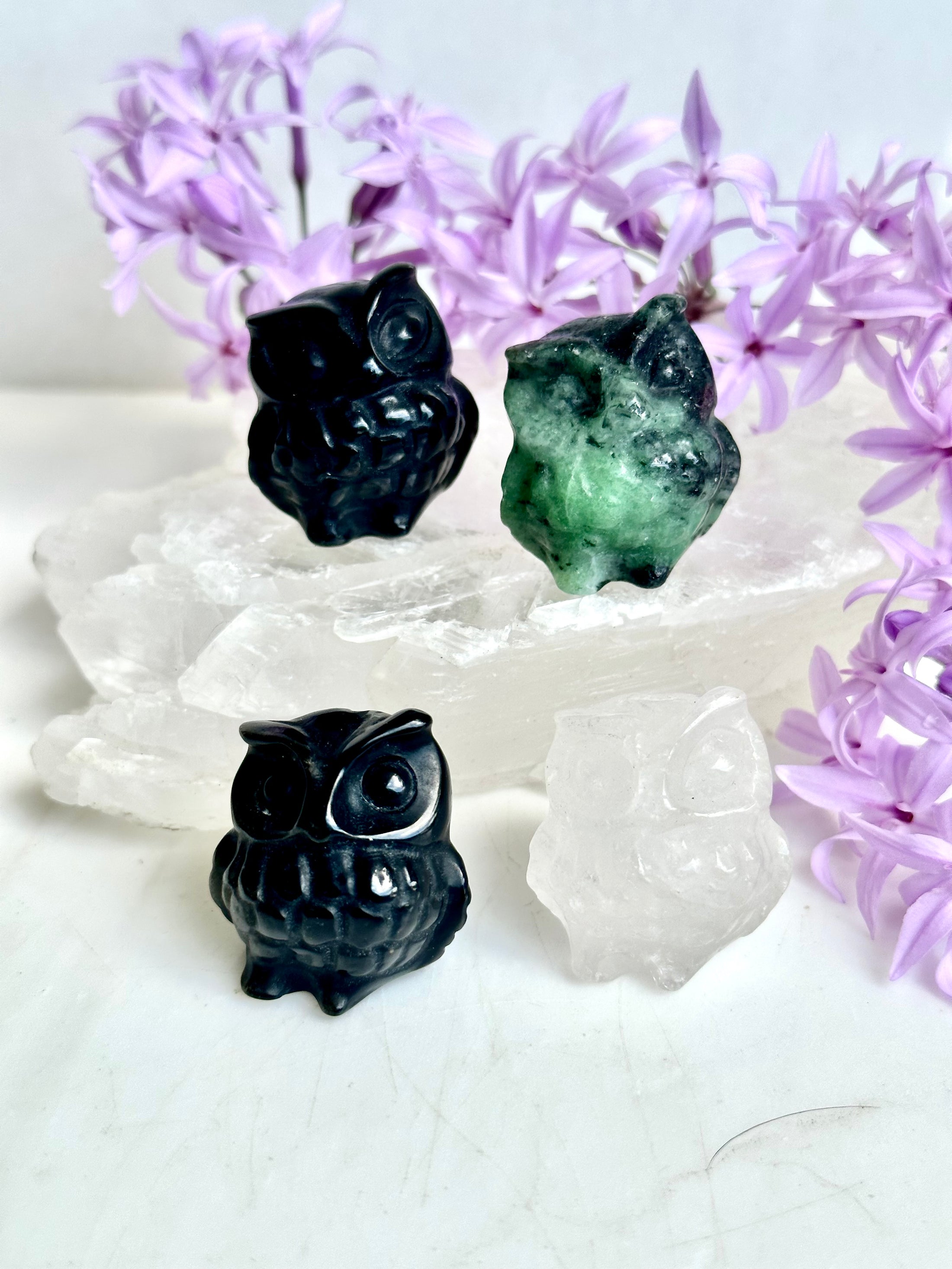 Puffy  Mini Crystal Owl Carvings- so adorable!