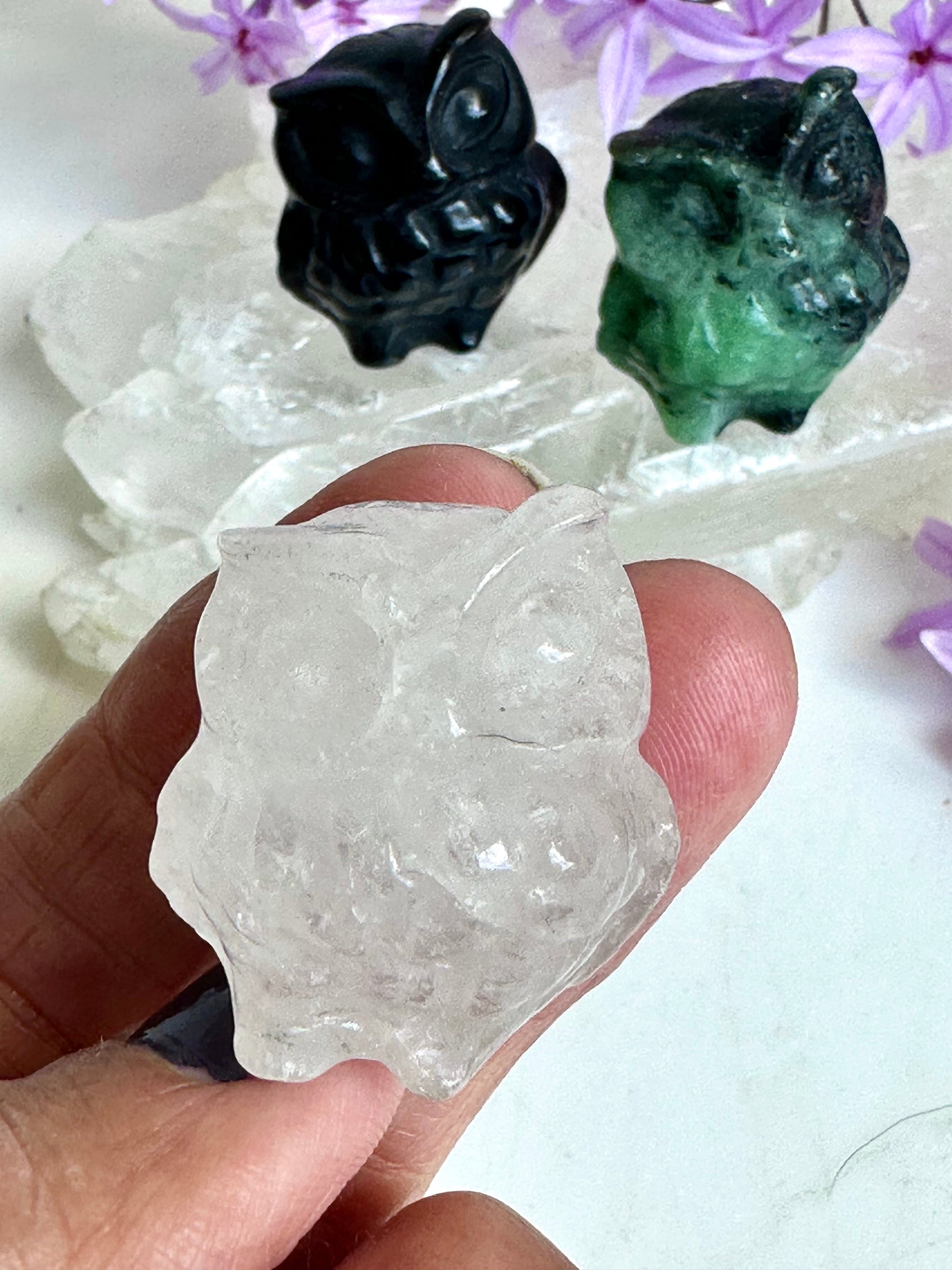 Puffy  Mini Crystal Owl Carvings- so adorable!