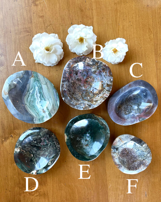 Beautiful Ocean Jasper Carved Bowl |Carved Natural Crystal Bowl  Home Decor