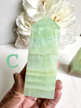 Load image into Gallery viewer, Pistachio Calcite Towers | Healing Crystals for Meditation | Reiki | Spiritual Home Decor | Desk Decor | Birthday gifts
