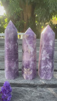 Load and play video in Gallery viewer, Vibrant Small Lepidolite Towers | Reiki Healing | Home Decor
