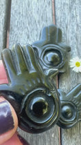 Load and play video in Gallery viewer, Black Obsidian Hamsa Hands, Protection Stone, Meditation Stone
