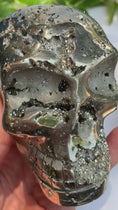 Load and play video in Gallery viewer, 3 1/4"  AAA + Pyrite Skull Abundance / Luck /Manifestation
