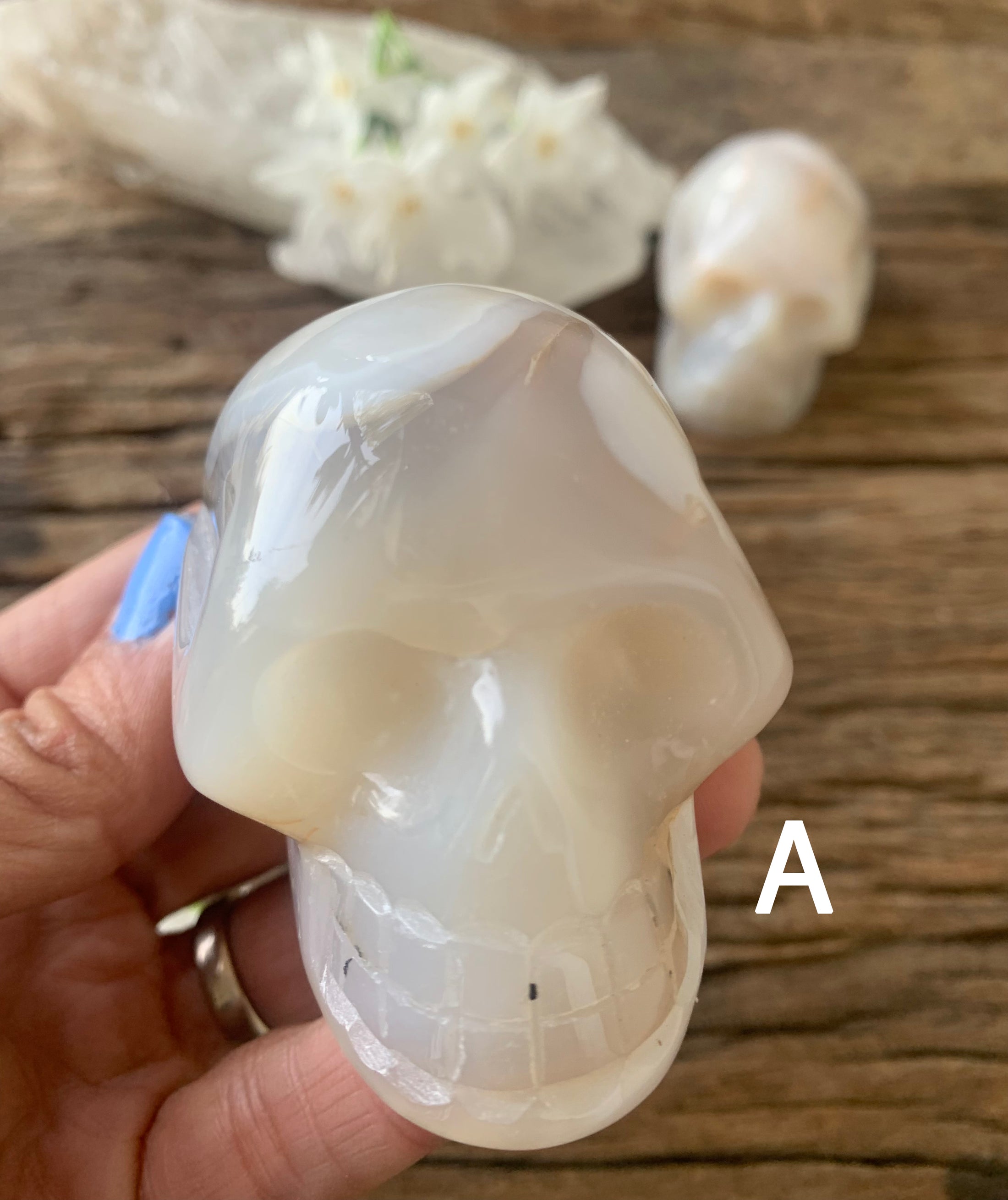 White Lace Agate Crystal Skulls