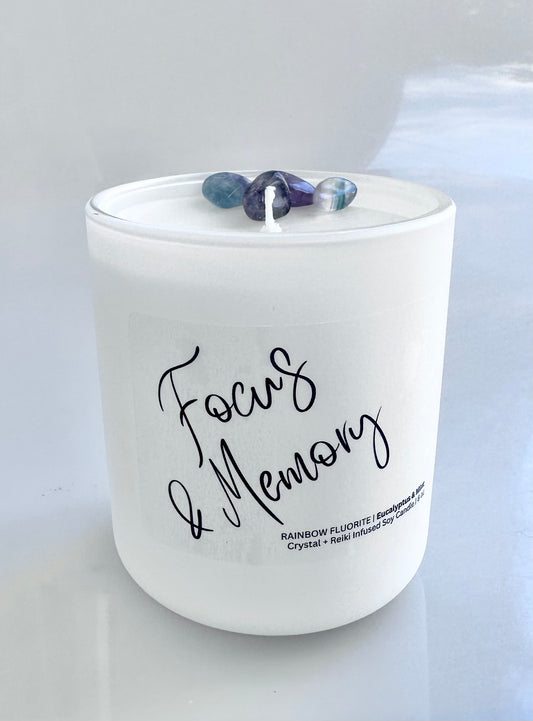 FOCUS & MEMORY CRYSTAL + REIKI SCENTED SOY CANDLE