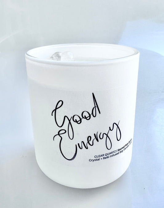 GOOD  ENERGY CRYSTAL + REIKI SCENTED SOY CANDLE