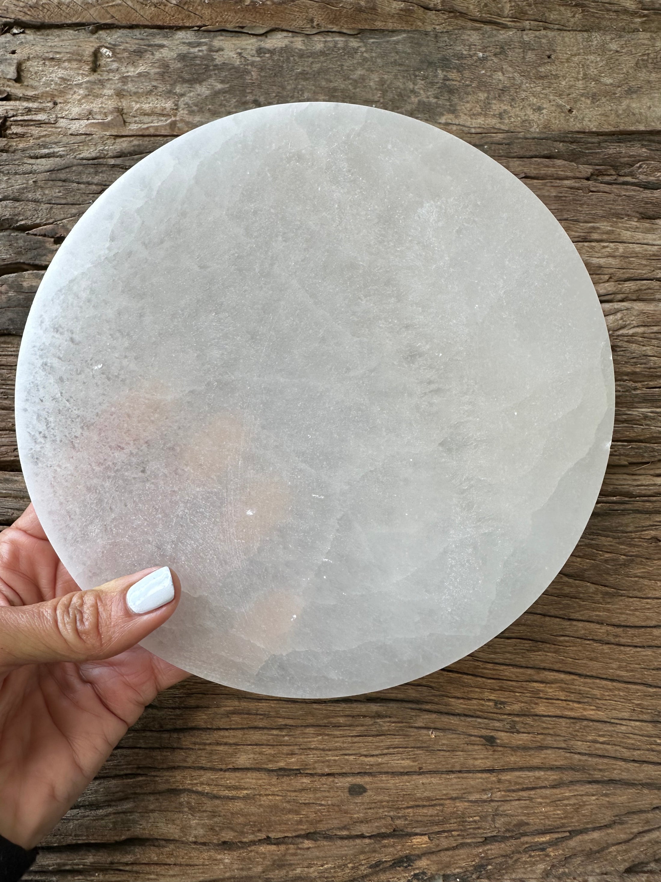 BIG 8" Diameter, Selenite Charging Plate, Ethically Mined