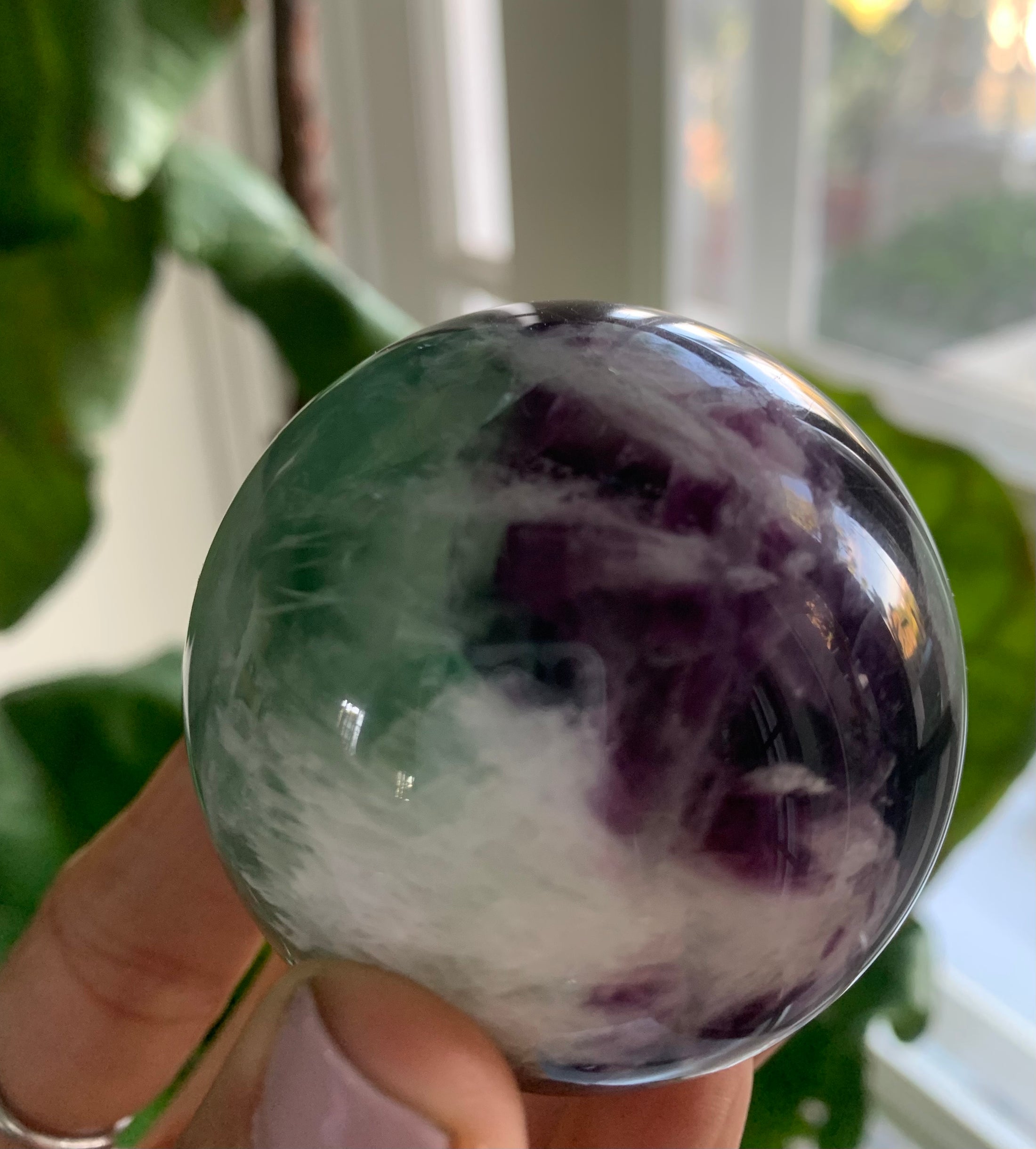 Snowflake fluorite sphere