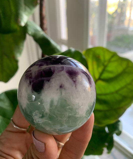 Snowflake fluorite sphere