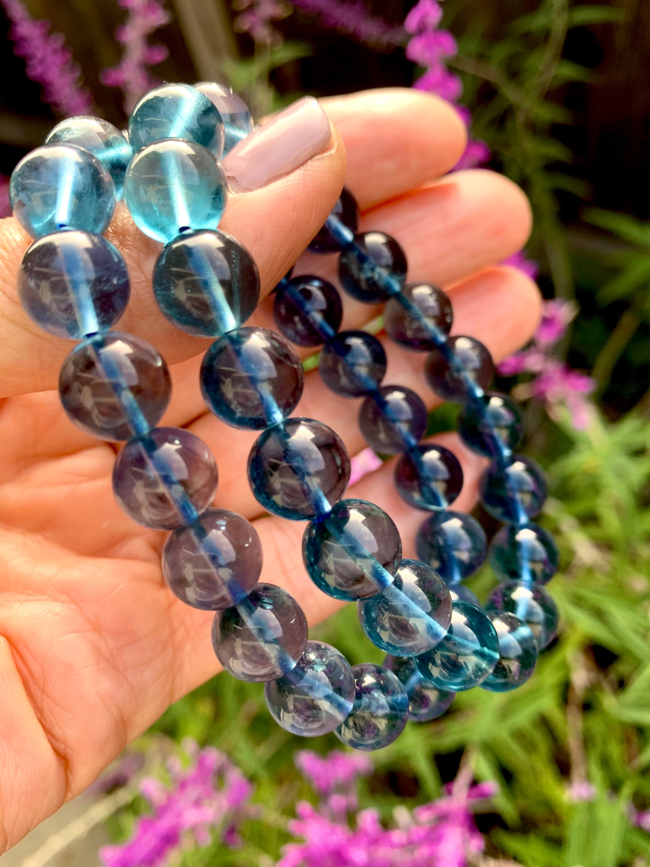 Rare AAA Blue Fluorite Crystal Stack Bracelet