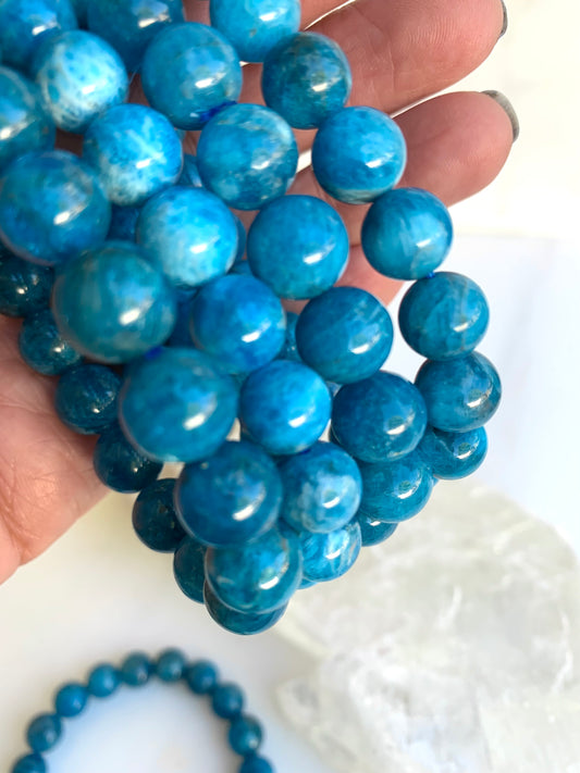 Authentic Blue Apatite Crystal Stack Bracelet