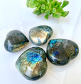 Load image into Gallery viewer, Flashy Labradorite Puffy Hearts
