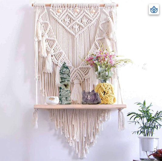 Boho Tapestry Crystal Display Wall Shelf